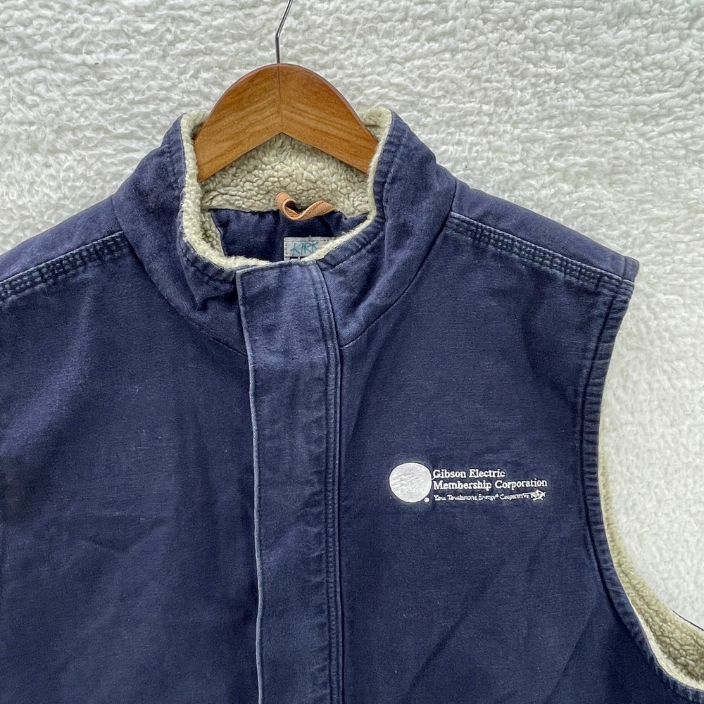 Vintage Carhartt Vest Mens 2XL Tall Blue Sherpa Lined FR Flame Resistant Cat 4 - Picture 5 of 13